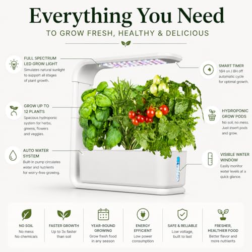 TerraSol 3-Pod Smart Indoor Garden Hydroponic Growing System with LED Grow Light – Countertop Herb Garden Kit for Kitchen – Automatic Water Circulation Indoor Planter for Herbs, Vegetables & Flowers