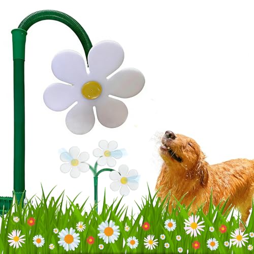 Crazy Daisy Sprinkler Funny Rotating Flower Sprinkler for Dogs - color: White