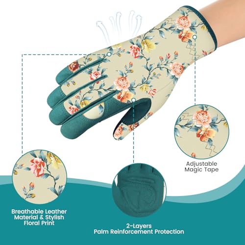 Tavaleu Gardening Gloves for Women Thorn Proof Puncture Resistant Leather