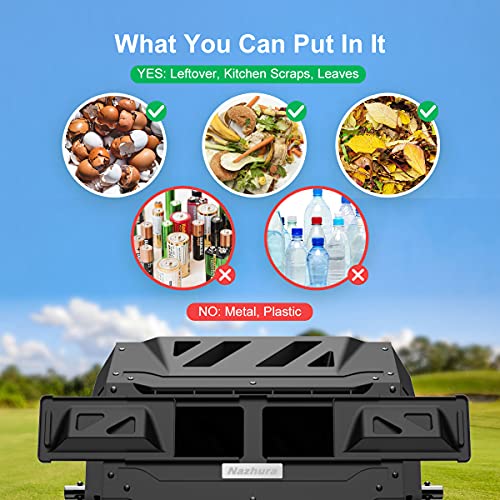 Compost Tumbler Bin Composter Dual Chamber 43 Gallon (Bundled with Pearson's Gardening Gloves) - color: Black