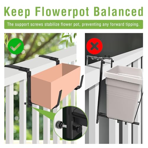 Window Box Brackets, Adjustable Hanging Railing Planter Box Brackets - size: 4 Pack