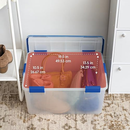 IRIS USA 3-Pack 60 Qt Storage Bins with Gasket Lids, Clear/Blue - size: 60 Qt. - 3 Pack