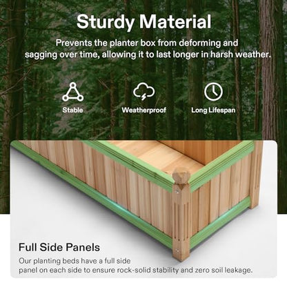 VIVOSUN 2-Pack Raised Garden Bed 3.6x1.3Ft Outdoor Wood 43.5x16x14 Planter - size: 43.5 x 16 x 14 Inches (Pack of 2)