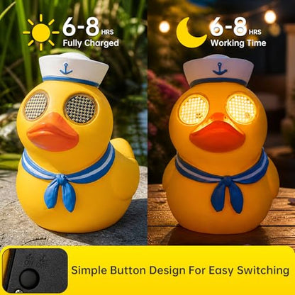 Solar Garden Duck Statue,Animated Moving LED Eyes Outdoor Decor - style: Coastal