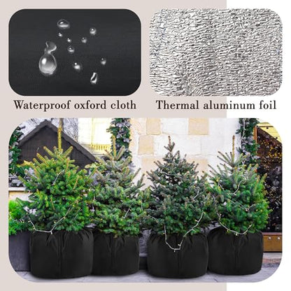 UNIFAMILY 2Pack Plant Pot Covers for Winter Freeze Protection with Drawstring and Zipper, 25.6x19.6IN Winter Plant Covers Freeze Protection Pot, Plants Frost Protect Bags for Keeping Warm((Black-L) - size: Black-L-25.6x19.6IN