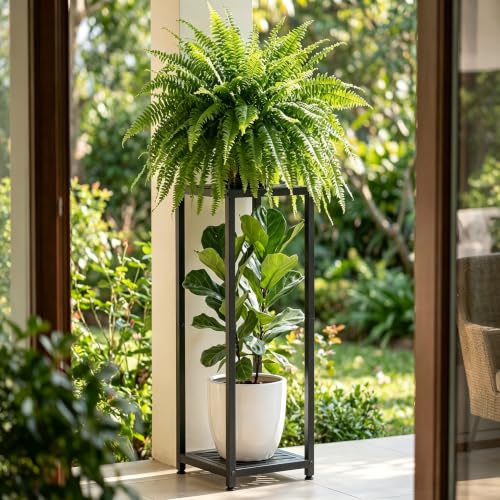 TOSKING 2-Tier Tall Plant Stand Indoor, 30-Inch Modern Metal Shelf, Black - color: Black-2-tier 30''