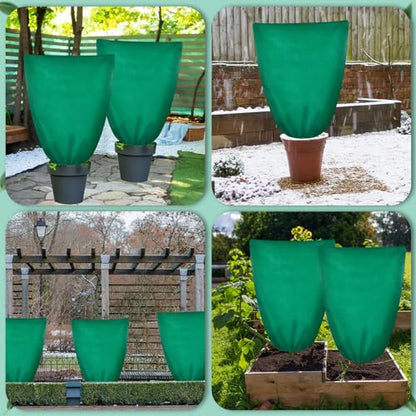 6 Pcs Plant Covers Freeze Protection 48x72 with Drawstring,Green - color: Green