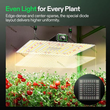 VIVOSUN LumaLight 150W LED Grow Light, Full Spectrum Plant Light - size: 3x3