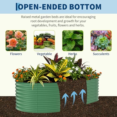Garvee 8x4x1.5ft Galvanized Raised Garden Bed, Oval Metal Planter Box - color: Green-Oval, size: 8x4x1.5ft