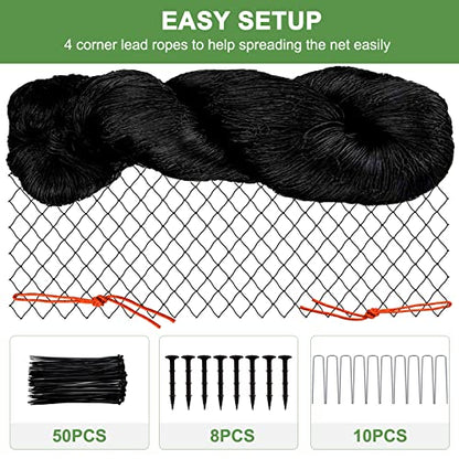 Bird Netting 25'x50'with 3/4" Square Mesh, Heavy Duty Nylon Garden Netting - size: 3/4", 25' x 50'