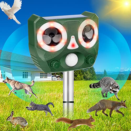 Ultrasonic Animal Repeller Outdoor with Motion Sensor LED Flash and 5 Modes
