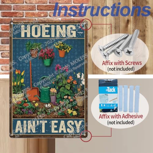 8x12″ Gardening Sign | Funny Garden Decor, Hoeing Ain't Easy, 2485 - style: Hoeing Ain't Easy