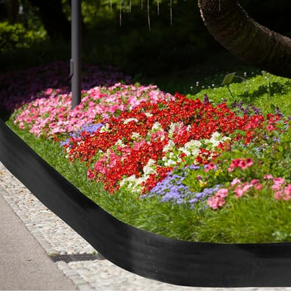 FoldTier 6 Inch Tall 66 ft Length Landscape Plastic Edging Kit with Hammer Spikes Plastic Garden Flower Bed Edging Landscape Border for Gardens Border Grass Yard Lawn (Black) - color: Black