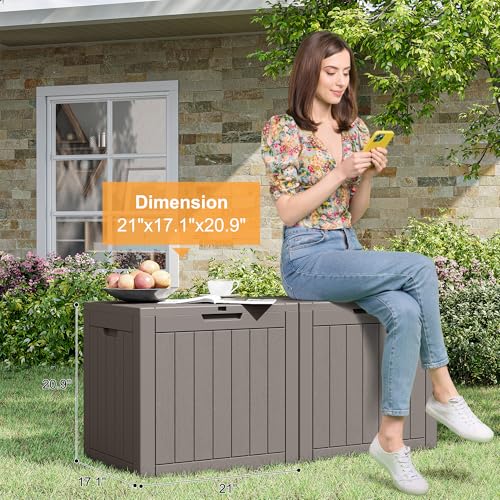 35 Gallon Outdoor Storage Box Waterproof Deck Box Patio Storage - color: Gray, style: 35Gallon-style2