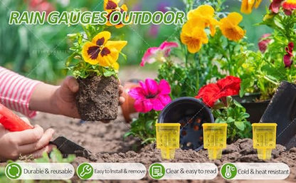 10PCS Rain Gauges Outdoor 1.5" Transparent Sprinkler Rain Gauge for Lawn with Wide Mouth Water Measuring Tool (Yellow)
