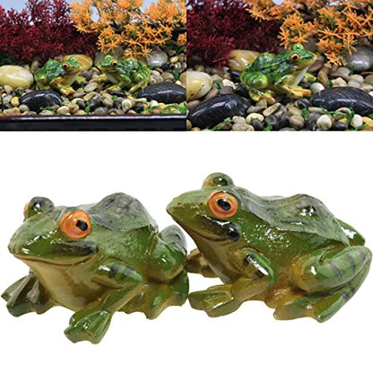 2pcs Resin Simulation Frog Statue Animal Sculpture 6.5x5.5x3.8cm for Home Garden Backyard Outdoor Decoration