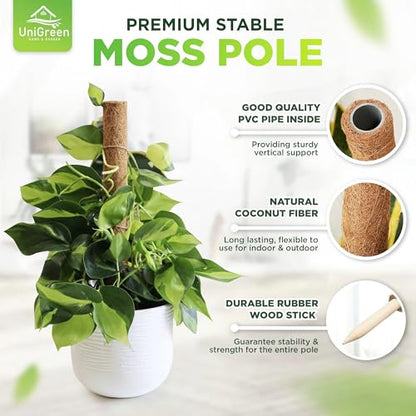 UNIGREEN 2Pack 30'' Premium Moss Pole, Coir Totem Poles for Indoor Plants, 18'' Moss Sticks, Garden Ties - Support and Train Creepers and Climbing Plants - color: 2Pack 18'' (Stackable)