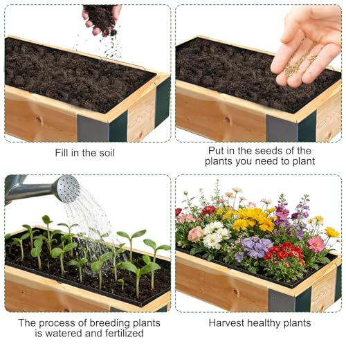 CIEOVO Raised Garden Bed Liner Thick Fabric Raised Garden Bed Breathable Drainage Rectangle Grow Bags with Handles Fabric Garden Bed for Outdoor Raised Garden Beds Holds Soil, 4 x 2 x 1ft