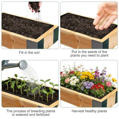 CIEOVO Raised Garden Bed Liner Thick Fabric Raised Garden Bed Breathable Drainage Rectangle Grow Bags with Handles Fabric Garden Bed for Outdoor Raised Garden Beds Holds Soil, 4 x 2 x 1ft