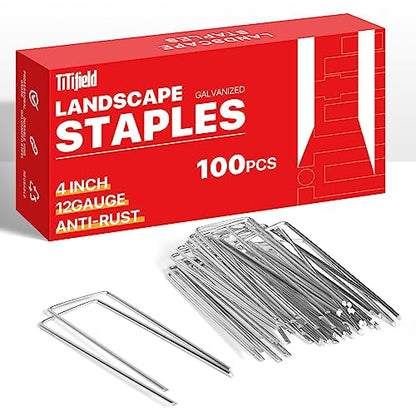 4 Inch Landscape Staples Galvanized Garden Stakes 100 Pack - size: 4inch100pcs