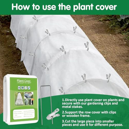 kockuu Plant Covers Freeze Protection, 10ft x 30ft 1.41 oz/yd² Frost Cloth Plant Blankets Floating Row Covers with 20 Stainless Steel Clips for Winter Plants Gardens Frost/Sun Pests Protection, White - color: White Plant Covers, size: 10*30ft