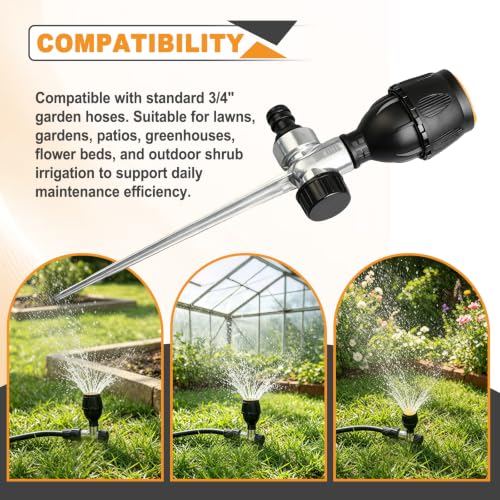 2 Pack Gear Drive Sprinkler 360° Rotating Metal Spike Base Yard
