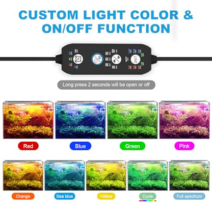 SEAOURA 24/7 Led Aquarium Light for Plants Growth-Full Spectrum, 12-18 Inch - size: for 12-18 inch tank