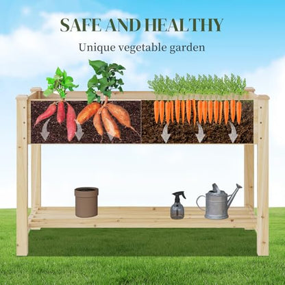 Wooden Planter Elevated Wooden Raised Garden Bed with Legs Planter Box - color: Natural, size: 48*24*30.5IN