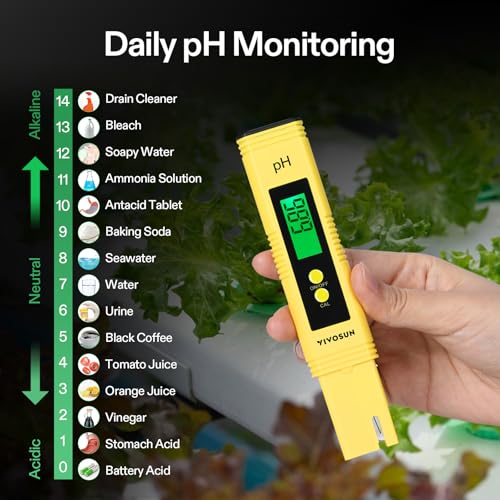 VIVOSUN Digital pH Meter TDS EC Meter for Water 0.01 Accuracy Hydroponics - color: Yellow+Blue