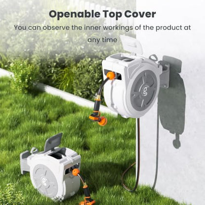 Giraffe Tools Retractable Hose Reel 1/2" x 65 ft Wall Mount Auto Rewind - size: 65ft