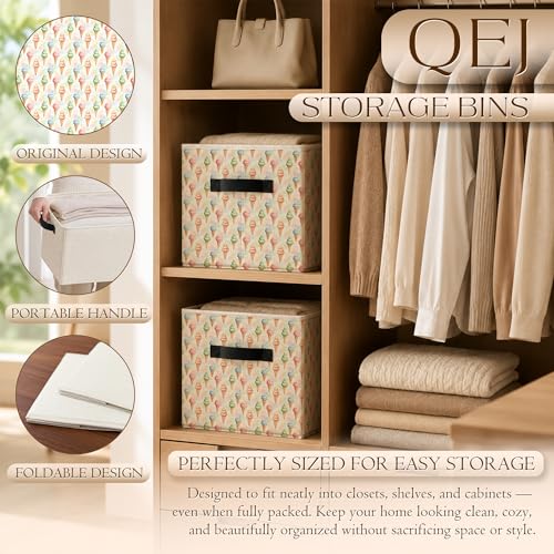 Pastel Ice-Creams Collapsible Laundry Basket with Handles - color: Iot cream