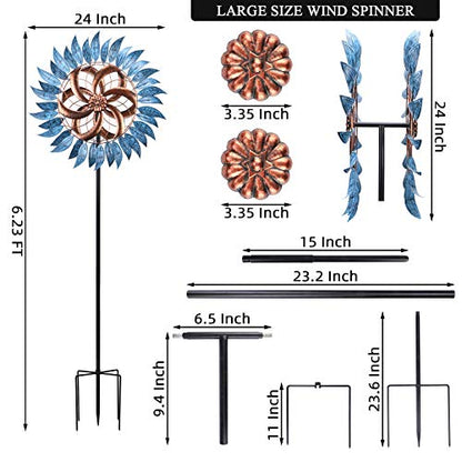 Wind Spinners Outdoor, Dual-Rotationl Wind Sculptures Windmill for Yard