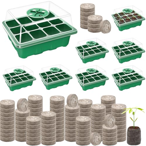 Seed Starter Tray with Peat Pellets, Green Starting Seeds Kit for Plants - size: 8 Set-green