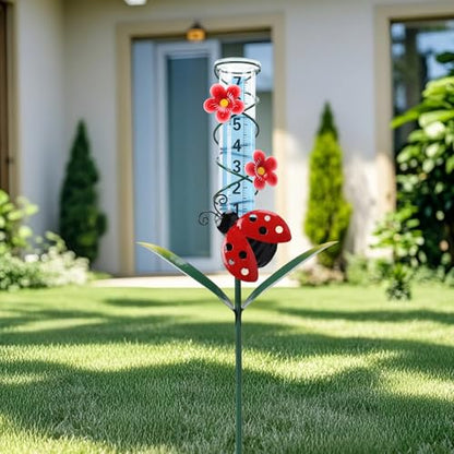 MUMTOP 35 Inch Ladybug Rain Gauge for Outdoor, Lawn, Yard and Garden - color: Butterfly