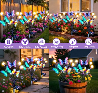 Solar Garden Lights Outdoor, Butterfly Firefly Lights 2 Pack, Waterproof - color: Butterfly Firefly, size: 2 Pack