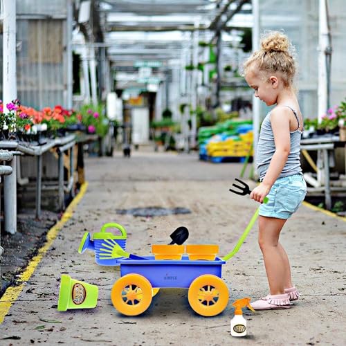 Dimple Garden Wagon & Tools Toy Set, Kids Gardening Set, Sturdy & Durable - color: Blue