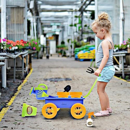 Dimple Garden Wagon & Tools Toy Set, Kids Gardening Set, Sturdy & Durable - color: Blue