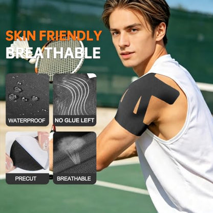 Precut Kinesiology Tape for Shoulder, 20 Pcs, Black - color: Black, size: 20 Pcs
