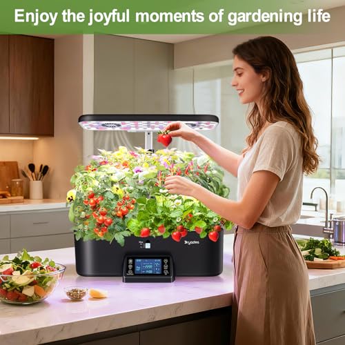 17-Pods Hydroponic Growing System with Dual Fans 24W Full-Spectrum Grow Light & Smart Control Panel for Indoor Gardening for Vegetables Herbs