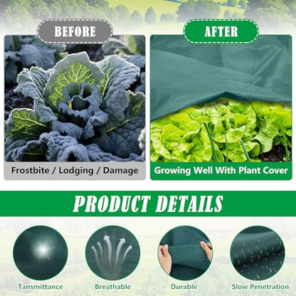 10X50 Ft Plant Covers Freeze Protection, 1.08oz/Yd² Frost Cloths Blanket - size: 1.08oz-10x50FT