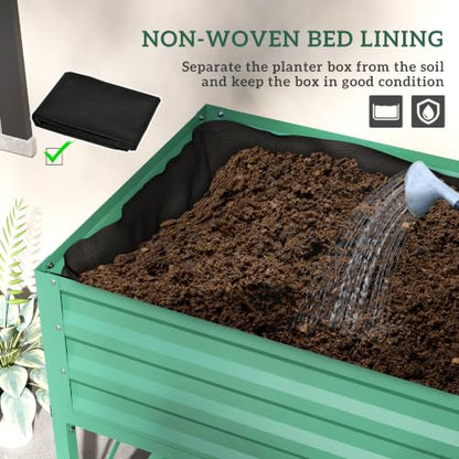 Outsunny Raised Garden Bed with Galvanized Steel Frame, Green - color: Green