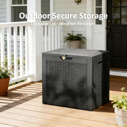 31 Gallon Outdoor Storage Box Waterproof Deck Box Patio Storage-2 Box - color: Black, style: 31Gallon*2-style1