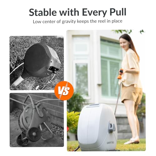 Giraffe Tools Ground-Mounted Retractable Garden Hose Reel,1/2" x 82FT - color: 1/2 Inch, size: 82 FT