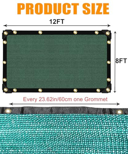E.share 40% Green Shade Cloth, 12ft x 8ft Sun Shade Netting with Grommets - size: 40%-12 FT x 8 FT