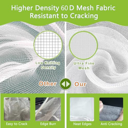 Drawstring Blueberry Netting for Bushes (4 Pack 3.28×2.62FT) - Easy Install Reusable Garden Netting, Protective Mesh for Fruit Trees & Tomato Plants, Blocks Birds, Squirrels & Insects - size: 3.28×2.62FT