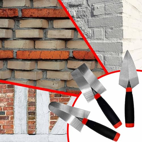 3 Pieces Masonry Trowel Carbon Steel Bricklaying Hand Tool Set - size: 6"--3 Pcs