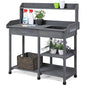 Yaheetech Potting Bench with Sink & Drawer, Outdoor Gardening Table, Gray - color: Gray