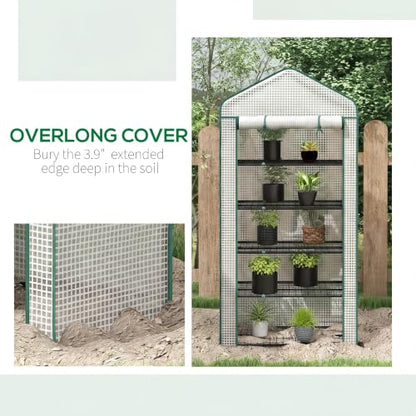 Outsunny 5 Tier Mini Greenhouse Small Portable 76" x 35.4" x 19.3" White - color: White