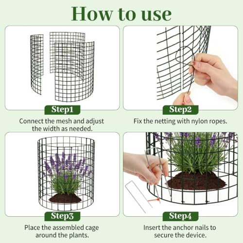Garden Plant Protectors from Animals -12" x 14" Metal Plant Cages