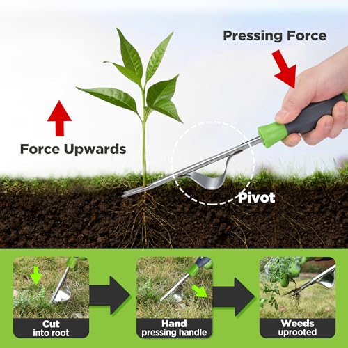 WORKPRO Weed Puller Tool, Metal Leverage Base and V-Shaped Forks